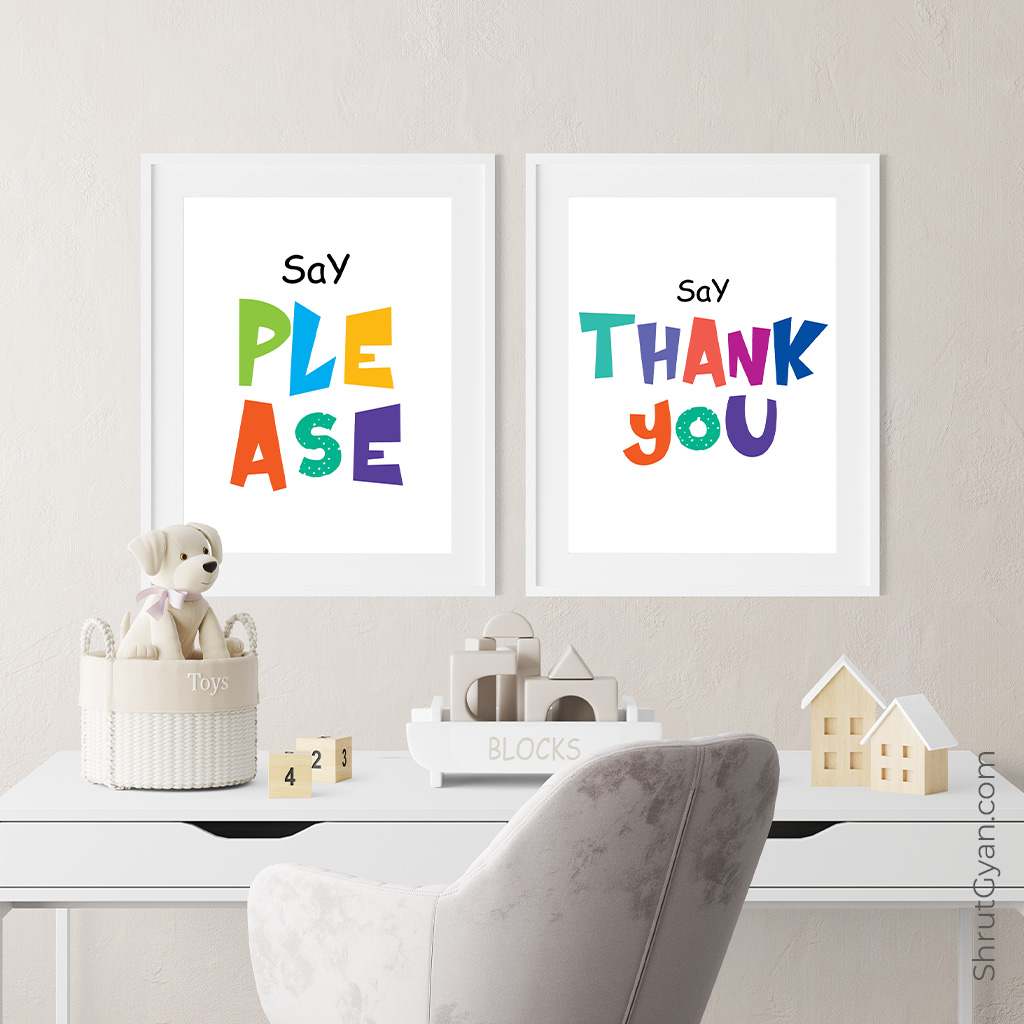 Say Please / Say Thank You, Set of 2 Motivational Quote Poster