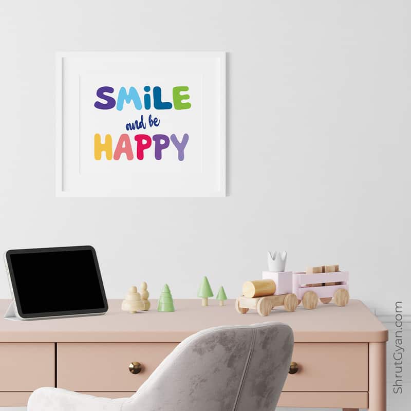14Kidsframeadvt Smile And Be Happy, Motivational Quote Poster